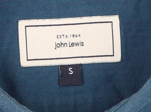 John Lewis Men's Blue Cotton Casual Button-Up Shirt