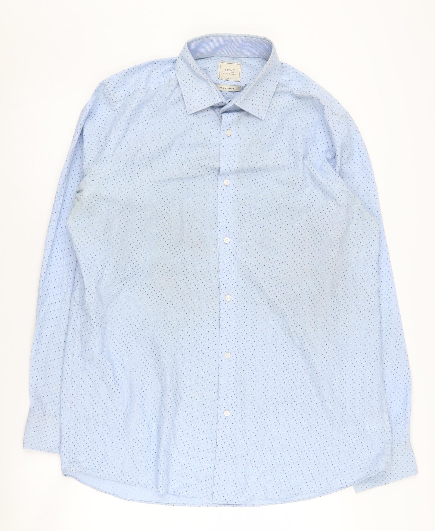 Next Men's Blue Geometric Long Sleeve Shirt, Size 16.5