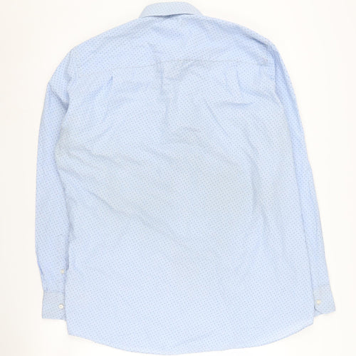 Next Men's Blue Geometric Long Sleeve Shirt, Size 16.5