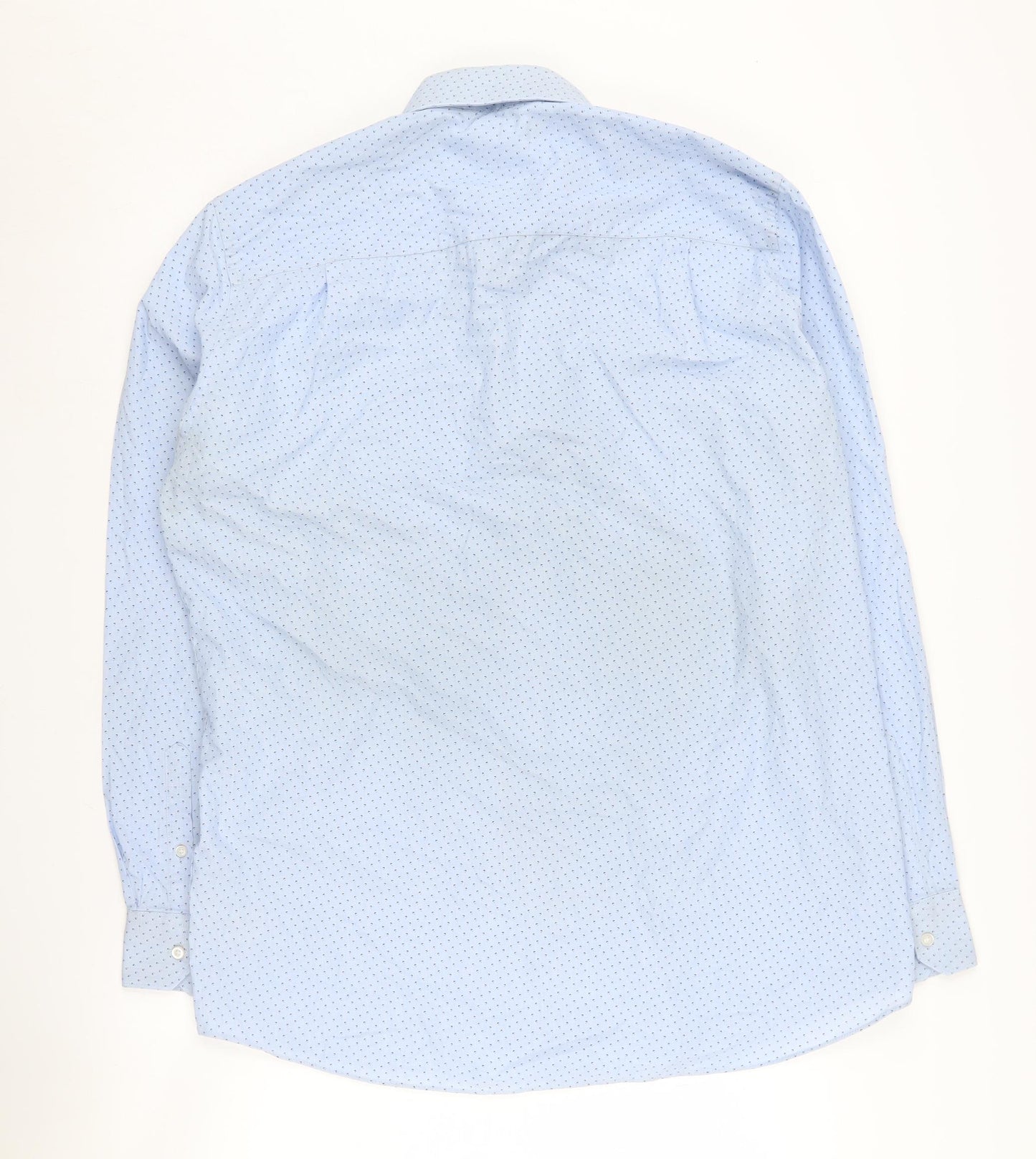 Next Men's Blue Geometric Long Sleeve Shirt, Size 16.5