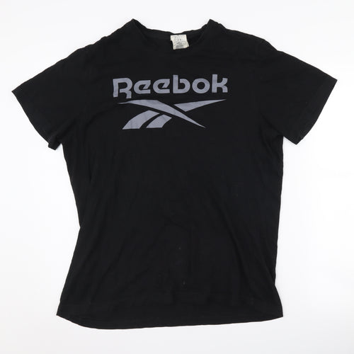 Reebok Men's Black Large Crew Neck Logo T-Shirt