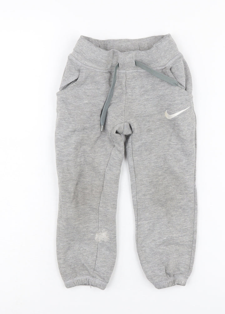 Nike Boys Grey Jogger Trousers XS Cotton Blend