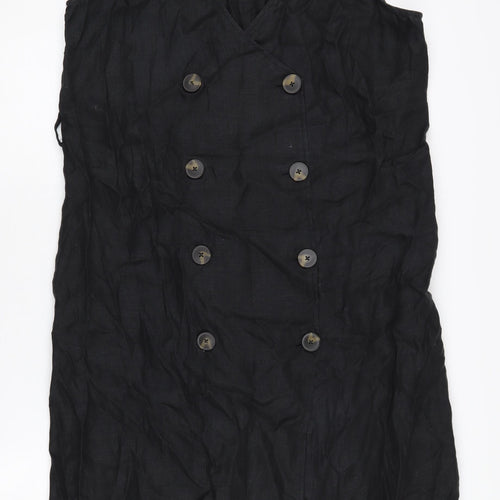 Violeta by Mango Women's Black Sleeveless Linen Dress M