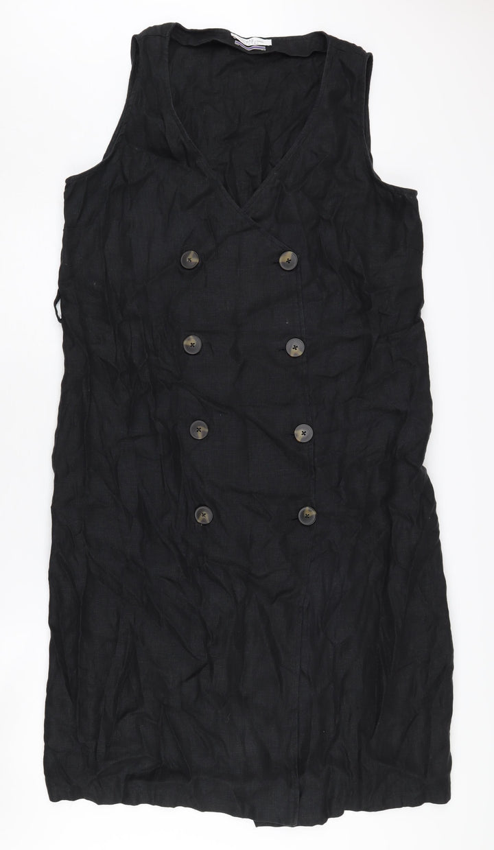 Violeta by Mango Women's Black Sleeveless Linen Dress M