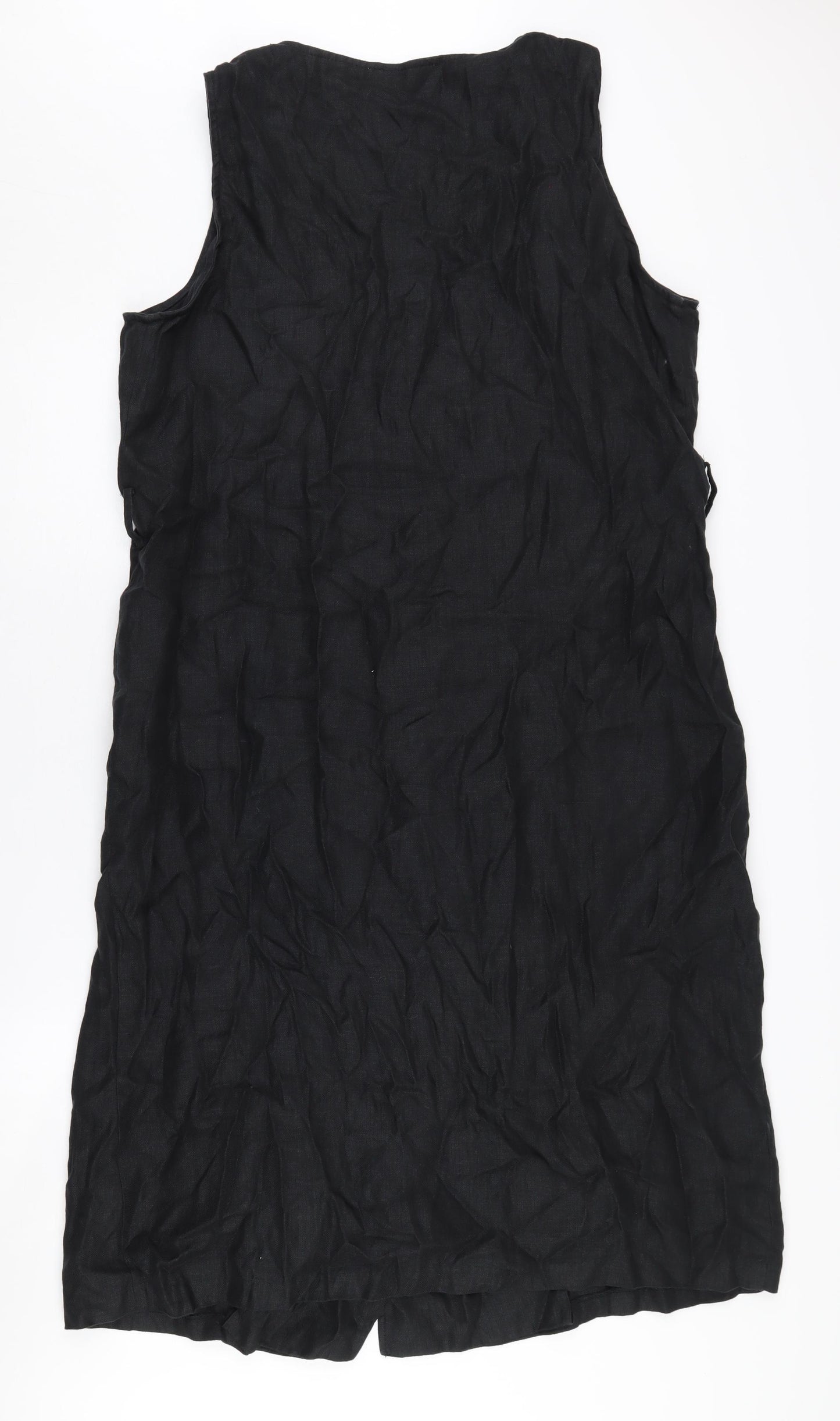 Violeta by Mango Women's Black Sleeveless Linen Dress M