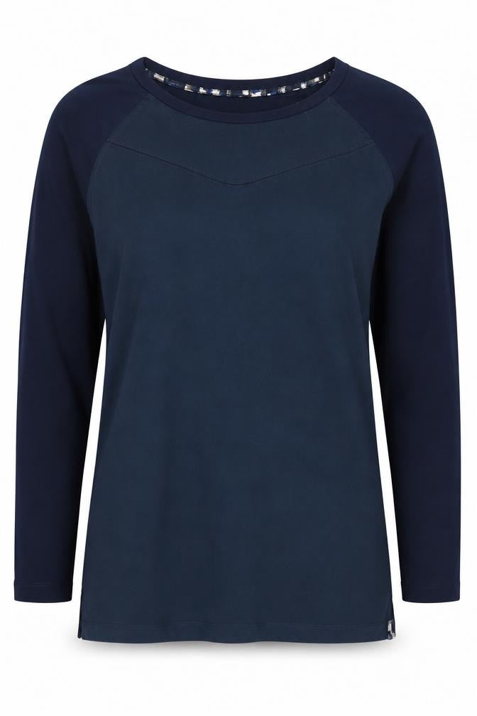 Front view of Sandwich Women's Blue Boat Neck Long Sleeve Jumper M