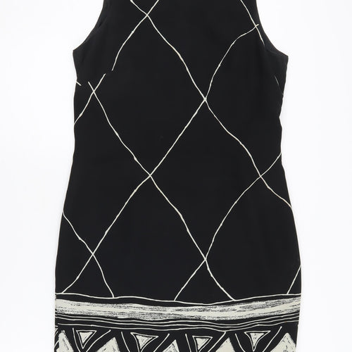 House of Fraser Women's Black Geometric Sleeveless Dress, Size 12