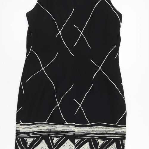 House of Fraser Women's Black Geometric Sleeveless Dress, Size 12