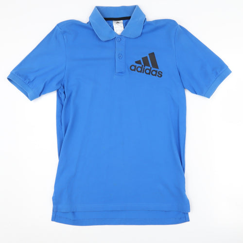 Adidas Men's Blue Polo Shirt, Size S, Logo Accent