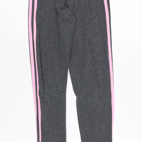 adidas Girls Grey Pink Leggings 2XS, Slim Fit Activewear