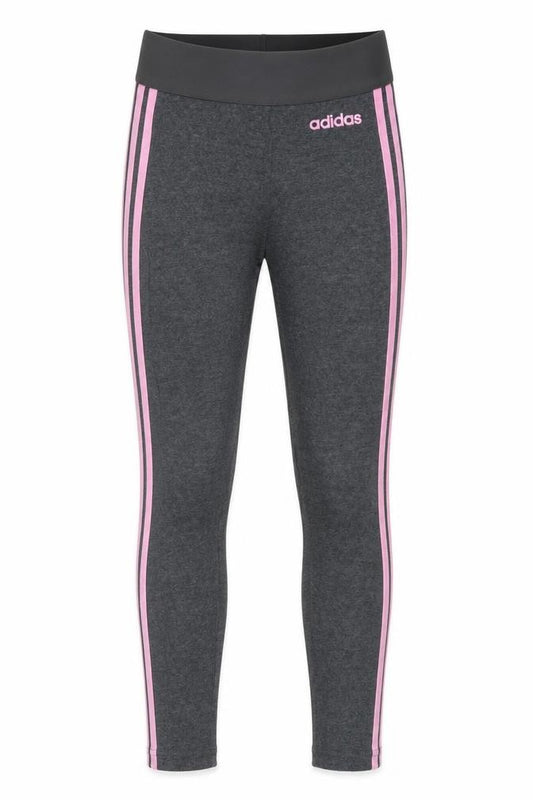 Front view of adidas girls’ grey pink leggings 2xs, slim fit activewear