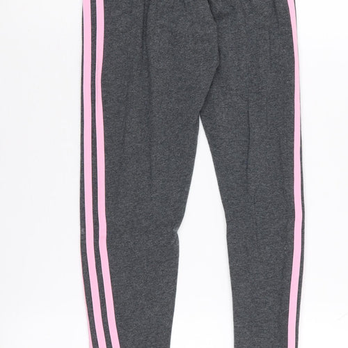 adidas Girls Grey Pink Leggings 2XS, Slim Fit Activewear