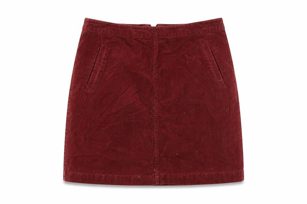 Oasis Women's Red Cotton Corduroy Pencil Skirt Size 10