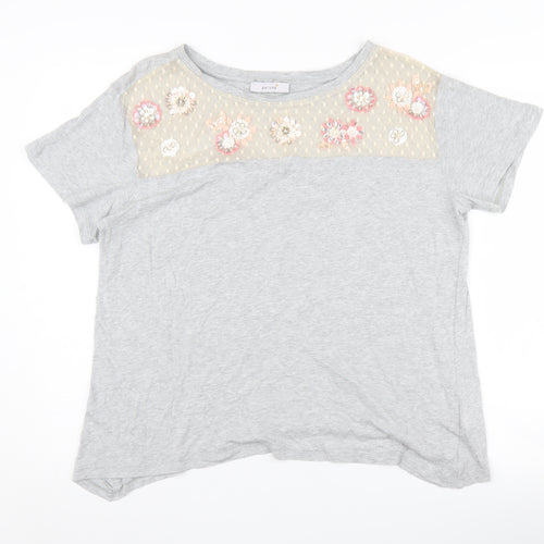 Marks and Spencer Women's Grey Embroidered T-Shirt Size 14