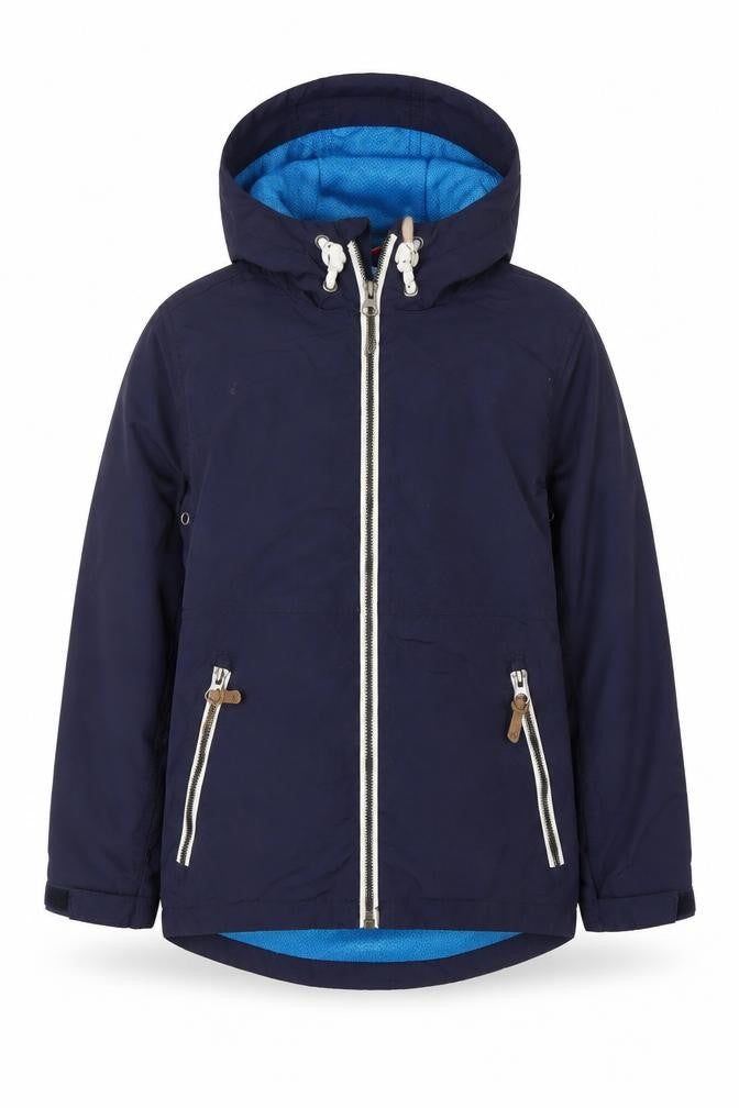 Front view of Next boys’' blue nylon hooded jacket - age 8 years