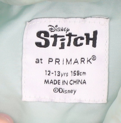 Disney Stitch Girls Green Puffer Jacket 12-13 Years
