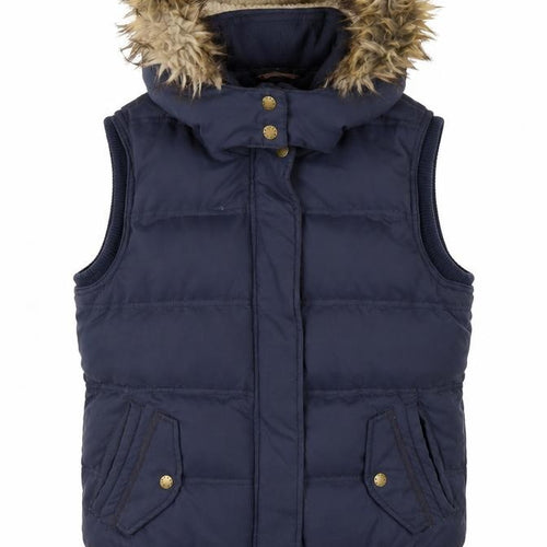 Fat Face Women's Blue Puffer Waistcoat Hooded Size 10