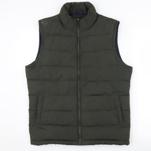 GAP Men's Green S Puffer Waistcoat with Zipped Pockets