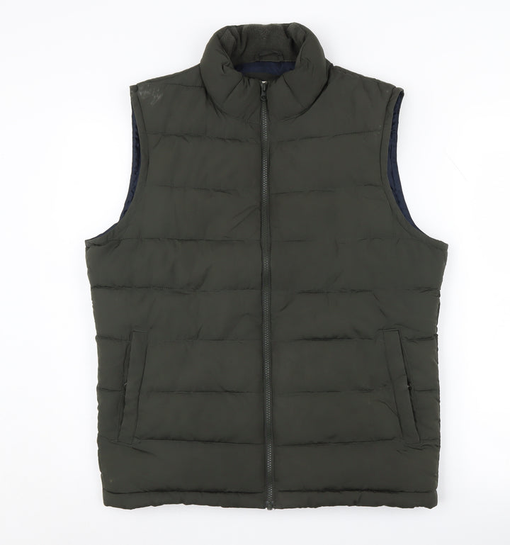 GAP Men's Green S Puffer Waistcoat with Zipped Pockets