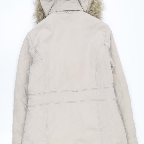 BHS Women's Beige Hooded Puffer Coat Size 10
