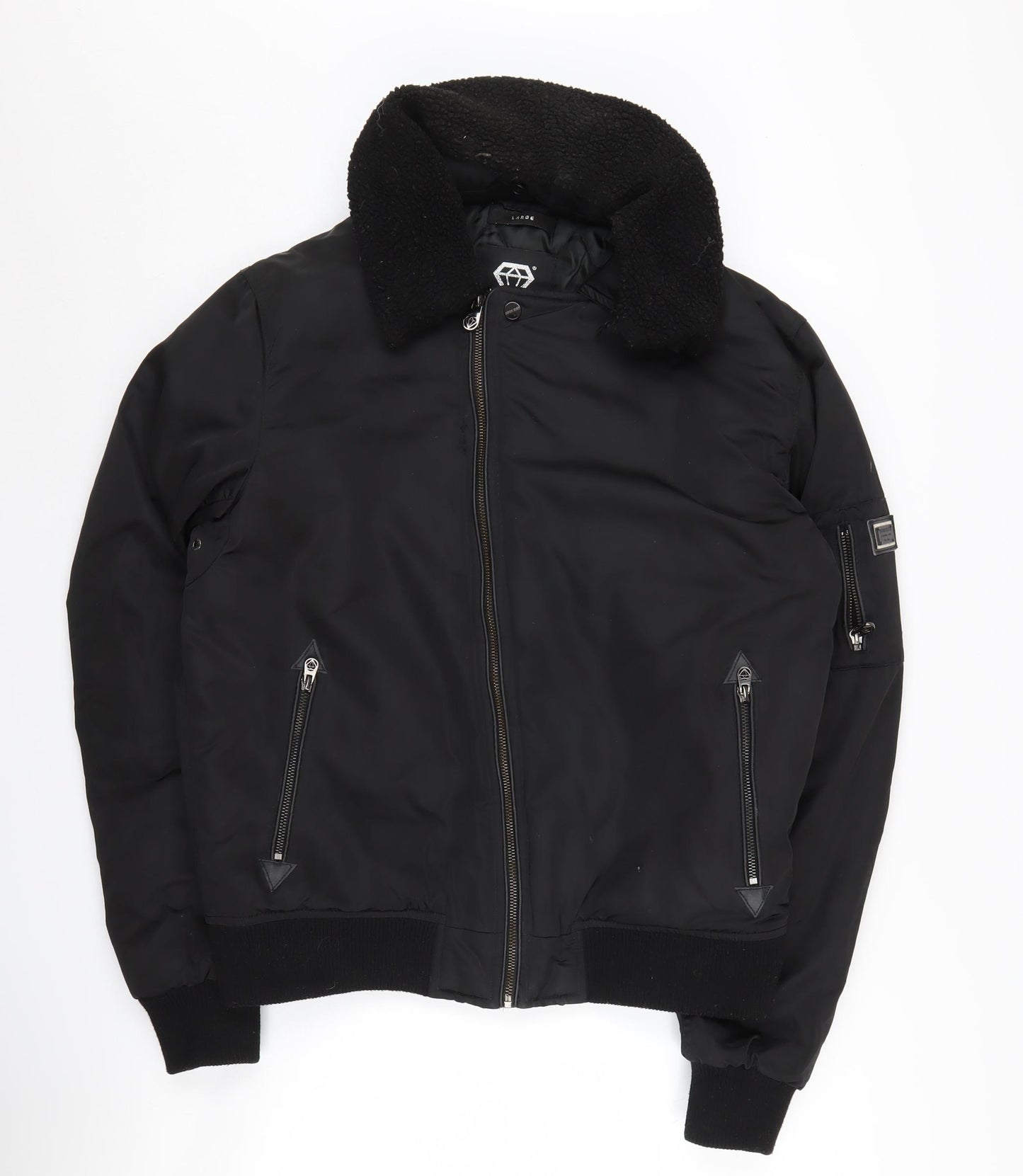 Born Rich Men's Black Bomber Jacket - Large, Casual Style