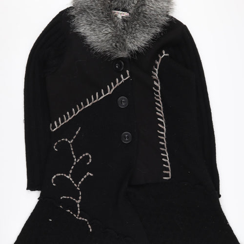 Joe Browns Women's Black Long Coat with Fur Trim 16