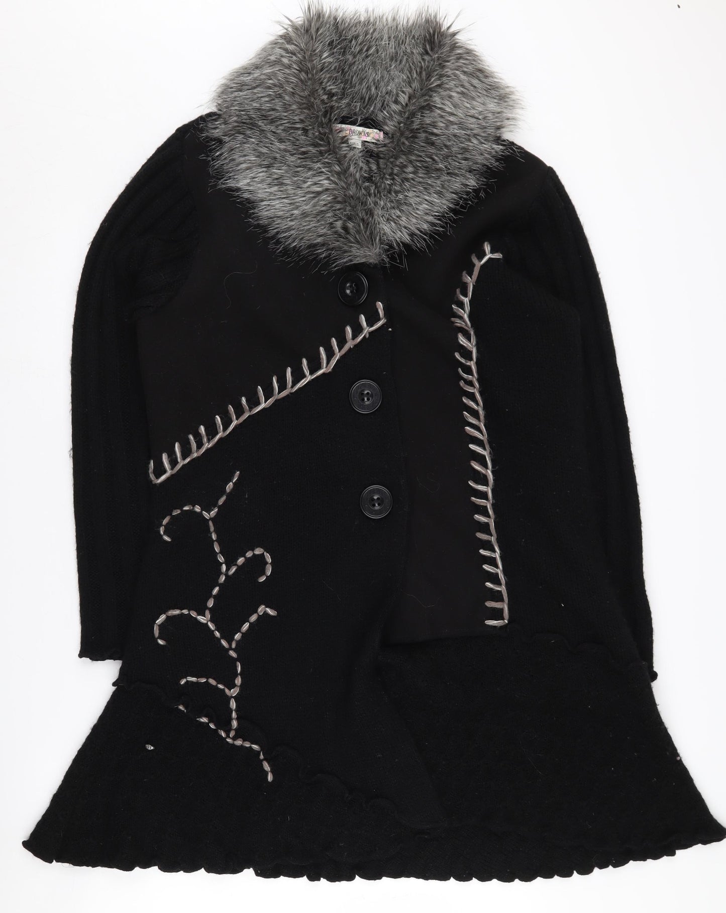 Joe Browns Women's Black Long Coat with Fur Trim 16