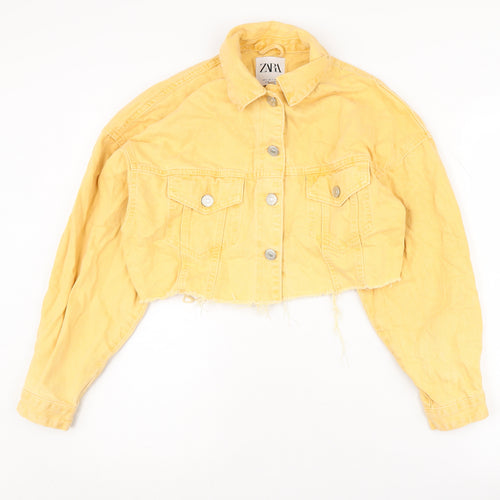 ZARA Women’s Yellow Cropped Denim Jacket Size S