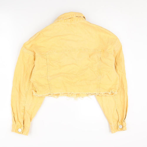 ZARA Women’s Yellow Cropped Denim Jacket Size S