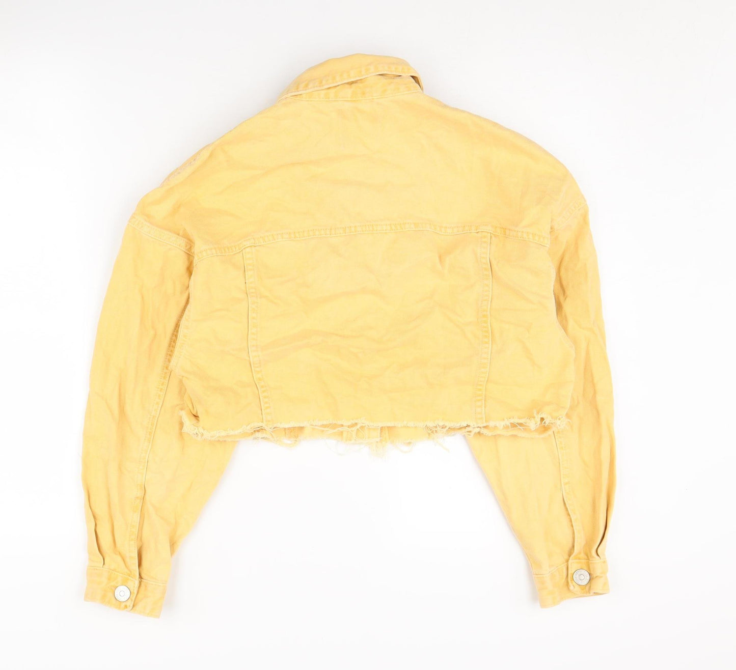 ZARA Women’s Yellow Cropped Denim Jacket Size S