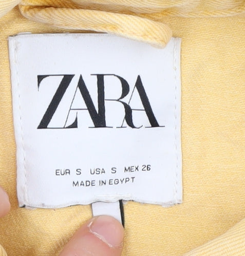 ZARA Women’s Yellow Cropped Denim Jacket Size S