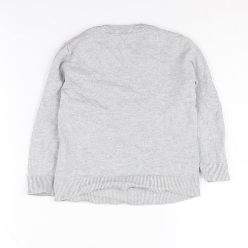 H&M Boys Grey Christmas Train Pullover Jumper 2-4 Years