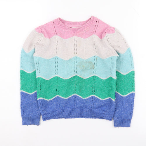 Marks and Spencer Girls Multicoloured Chevron Jumper, Size 5-6 Years