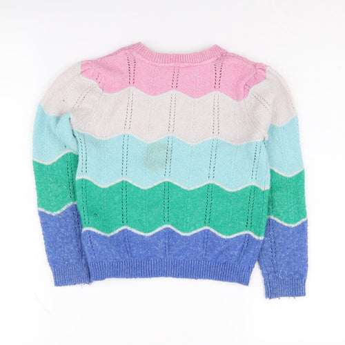 Marks and Spencer Girls Multicoloured Chevron Jumper, Size 5-6 Years