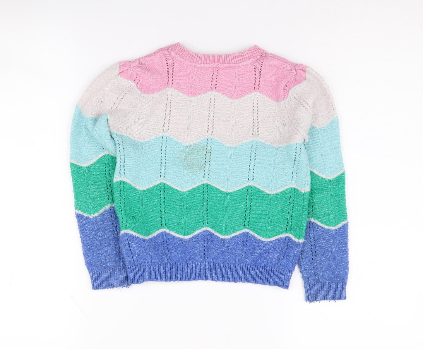 Marks and Spencer Girls Multicoloured Chevron Jumper, Size 5-6 Years