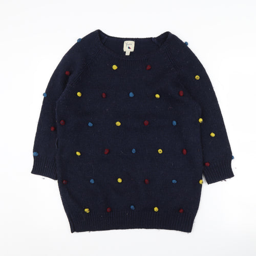 Yumi Women's Blue Polka Dot Knit Pullover Jumper Size 14