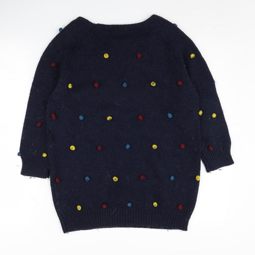 Yumi Women's Blue Polka Dot Knit Pullover Jumper Size 14