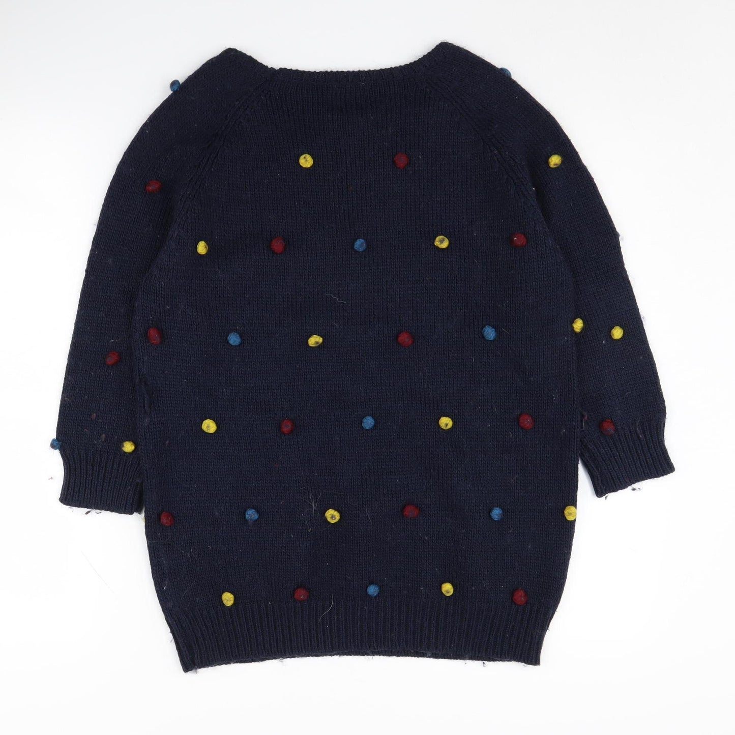 Yumi Women's Blue Polka Dot Knit Pullover Jumper Size 14