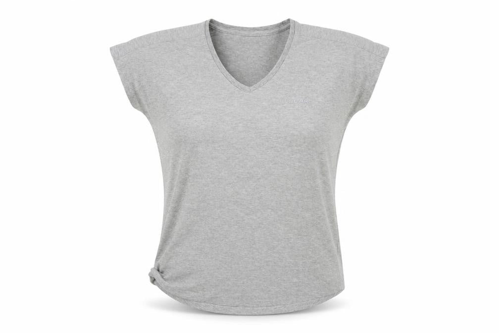 Front view of LA Gear Women's Grey V-Neck T-Shirt, size 12