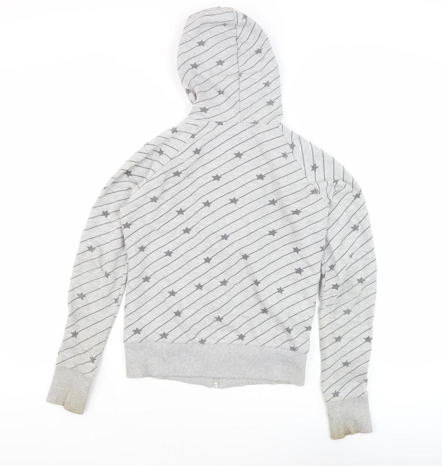 H&M Women's Grey Star Hoodie, Size 8, Full Zip