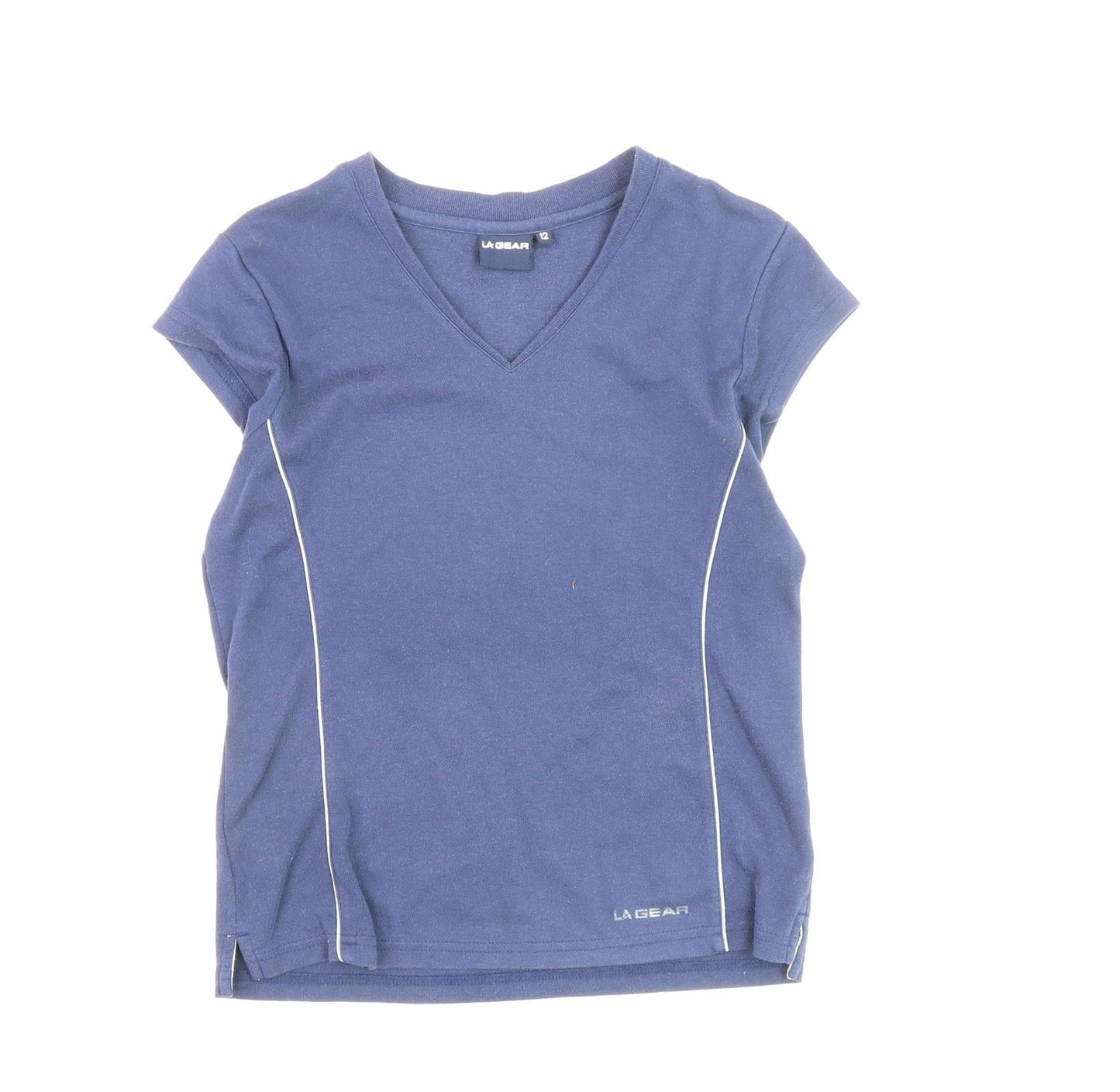 LA Gear Women's Blue V-Neck T-Shirt, Size 12, Casual