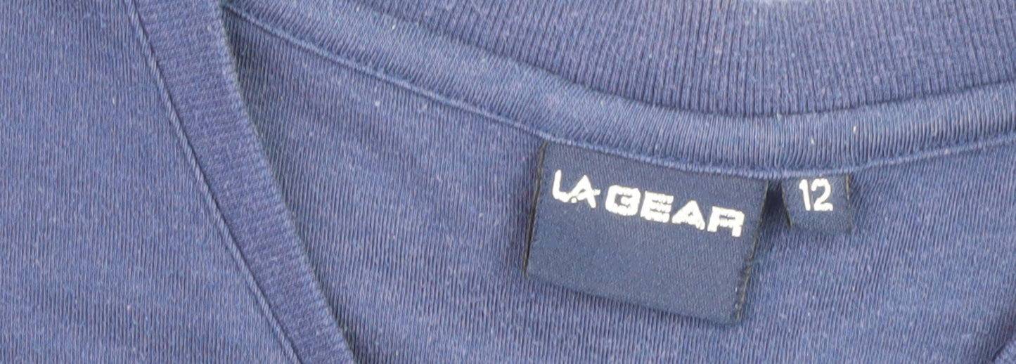 LA Gear Women's Blue V-Neck T-Shirt, Size 12, Casual