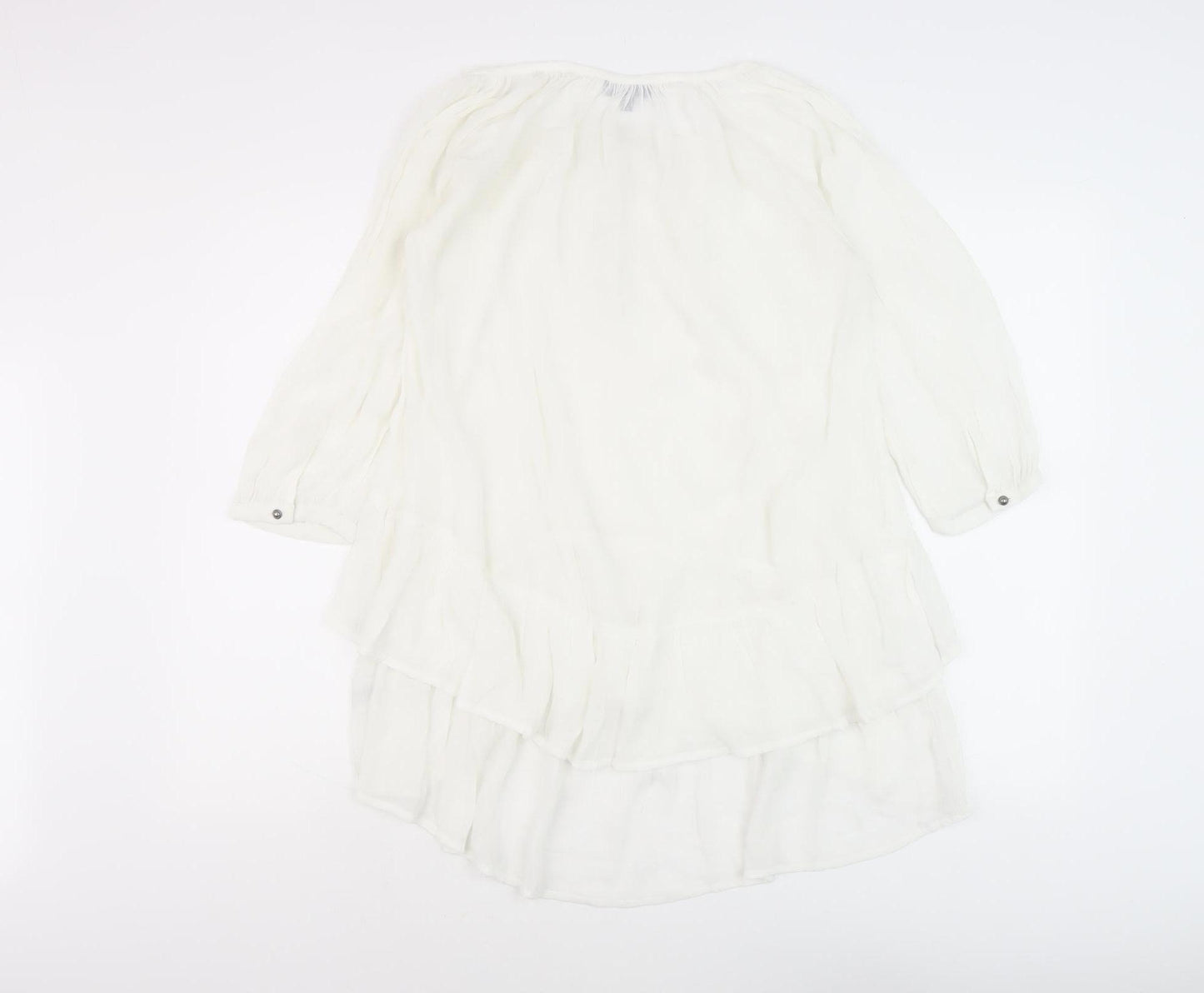 Women's White Tunic Blouse - 3/4 Sleeve, Relaxed Fit