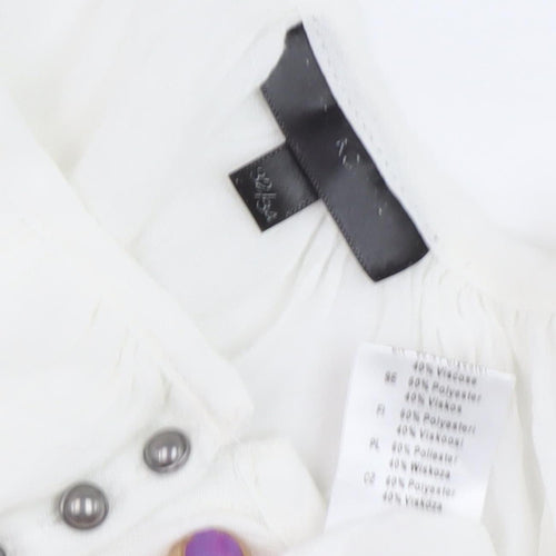 Women's White Tunic Blouse - 3/4 Sleeve, Relaxed Fit