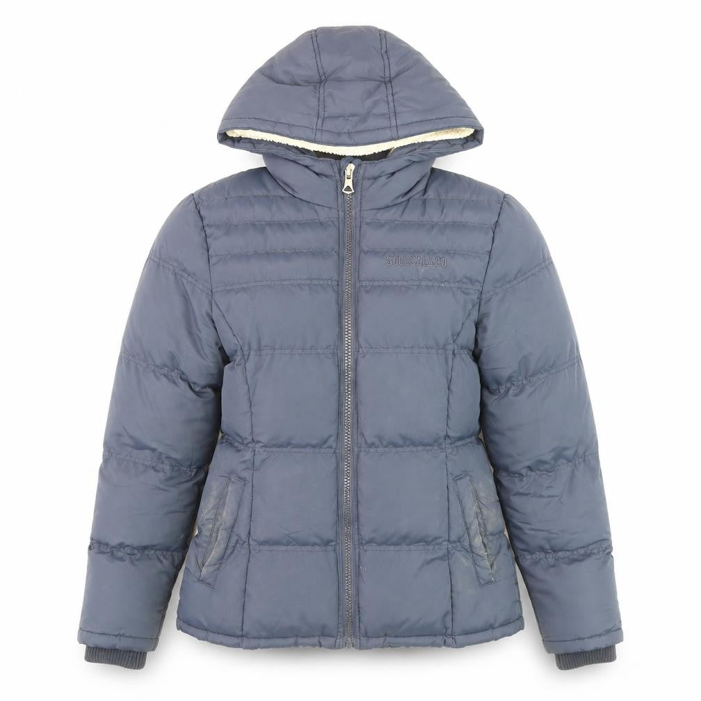 Front view of SoulCal Women's Blue Puffer Jacket, size 8
