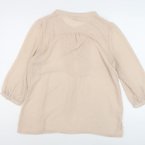 Laura Ashley Beige Blouse Women UK 14 V-Neck 3/4 Sleeve