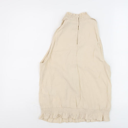 Oasis Womens Beige Sleeveless High Neck Top UK 12
