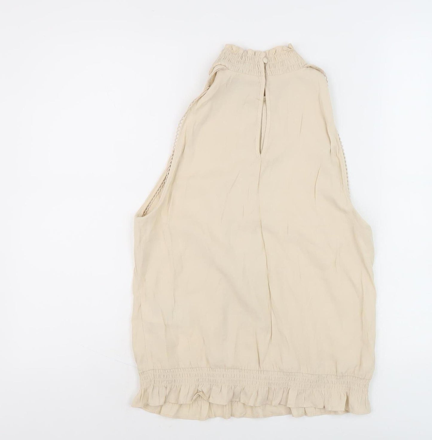 Oasis Womens Beige Sleeveless High Neck Top UK 12