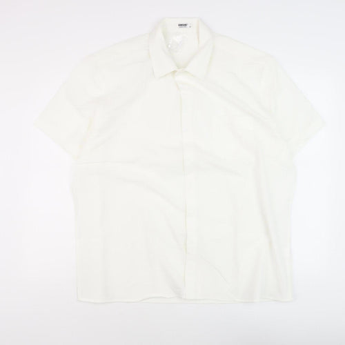 COOFANDY Men's White Short Sleeve Button-Up Shirt, 2XL
