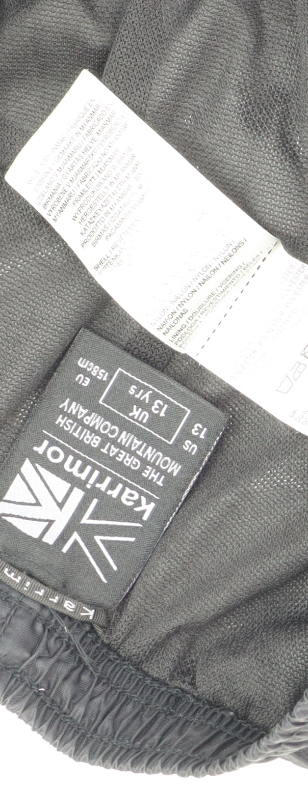 Karrimor Boys Black Cargo Trousers 13Y - Waterproof & Stylish